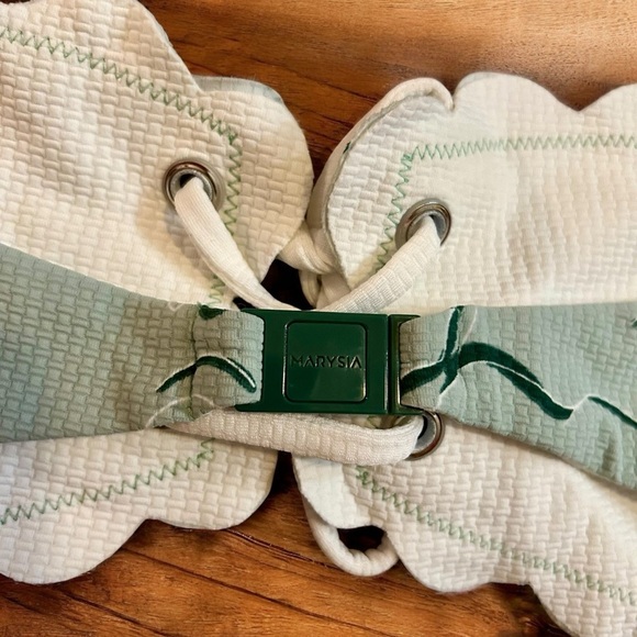 NEW Marysia Antibes Lace Up Strapless Bikini Top Sz S Green Abstract Print - Picture 3 of 5